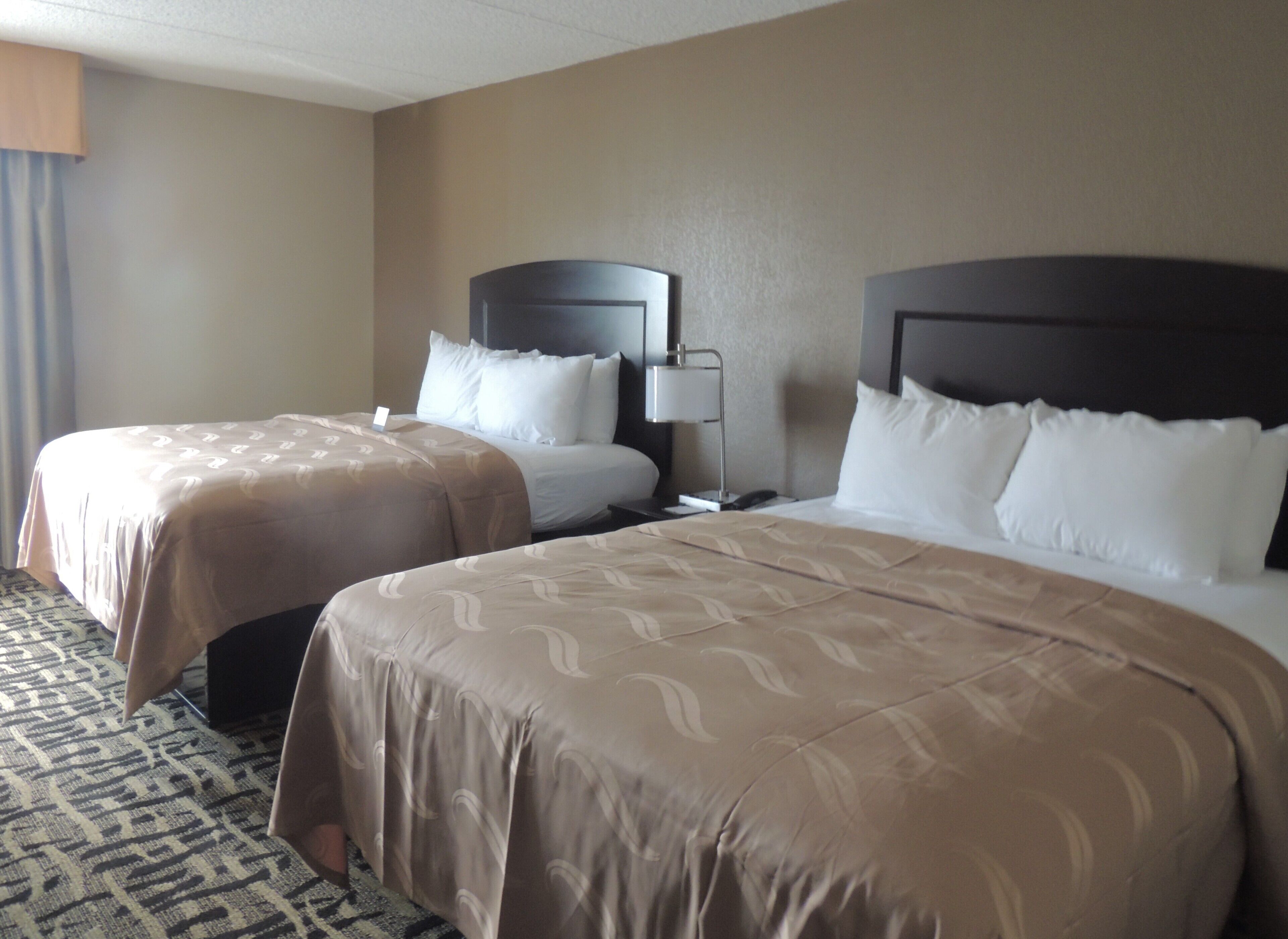 standard room, 2 queen beds, non smoking | premium bedding, desk, laptop workspace, iron/ironing board