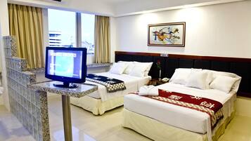 Minibar, desk, blackout drapes, free WiFi