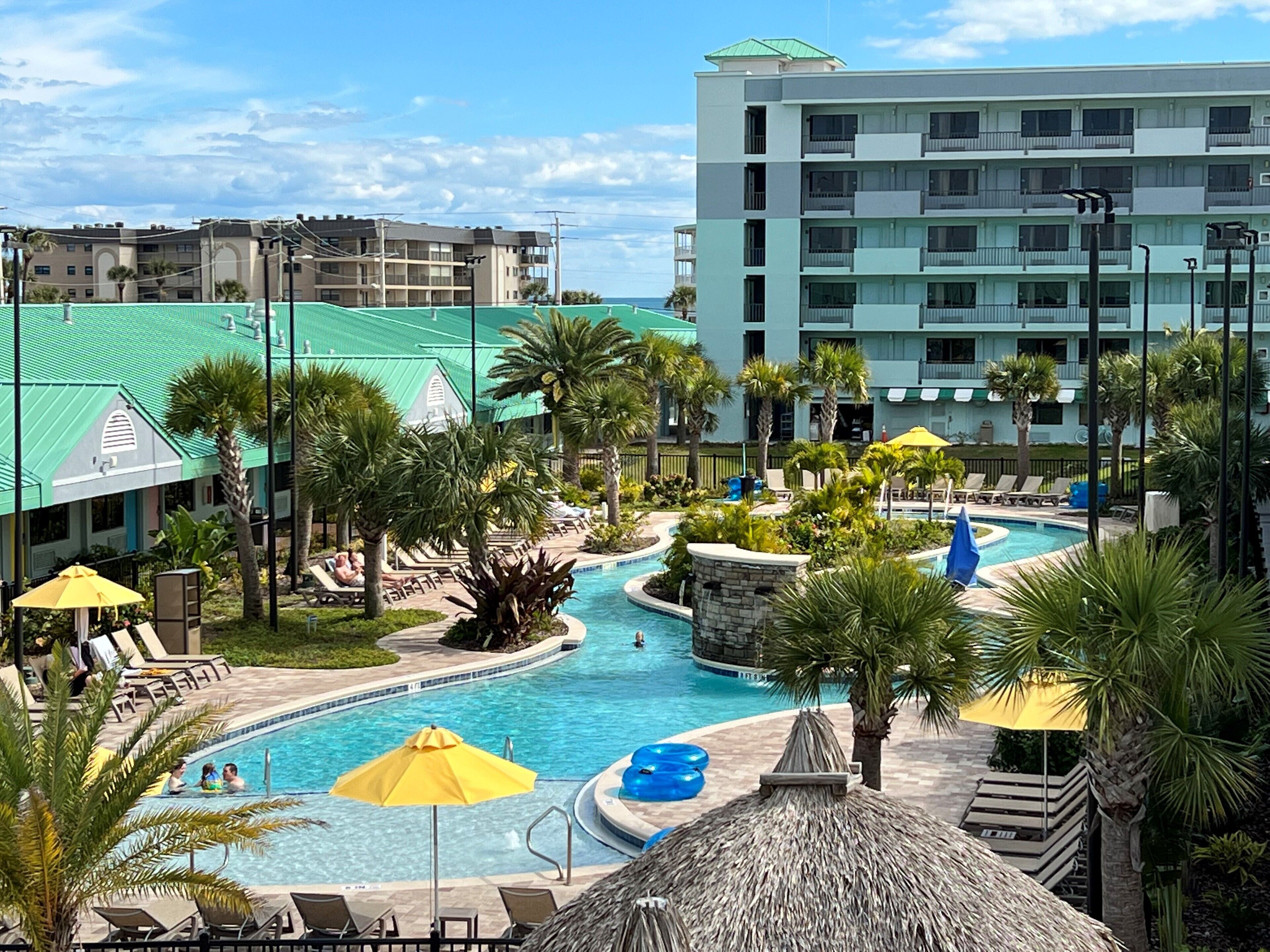outdoor pool, pool loungers