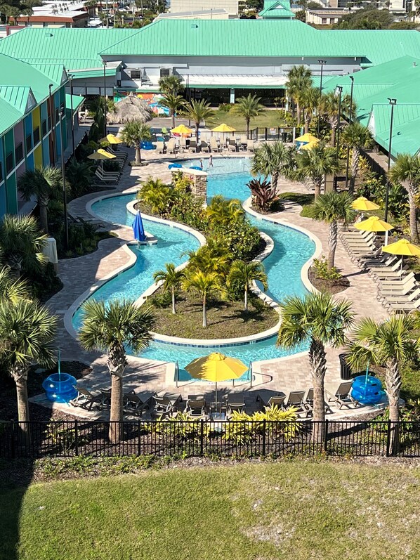 Outdoor pool, sun loungers
