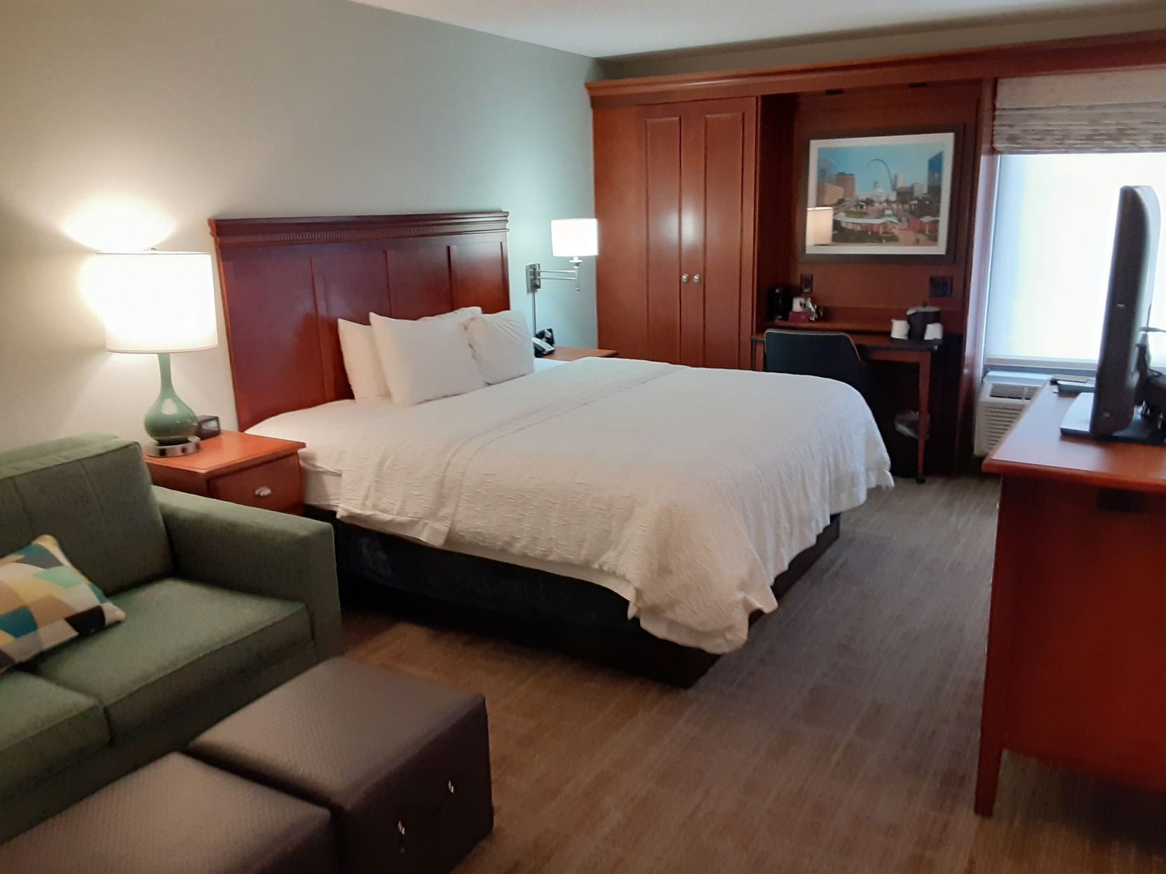 In-room safe, desk, laptop workspace, iron/ironing board