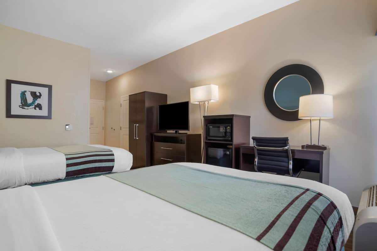 Standard Room, 2 Double Beds, Refrigerator & Microwave | In-room safe, desk, laptop workspace, soundproofing