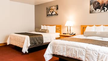 Standard Room, 2 Queen Beds | Desk, laptop workspace, blackout drapes, iron/ironing board