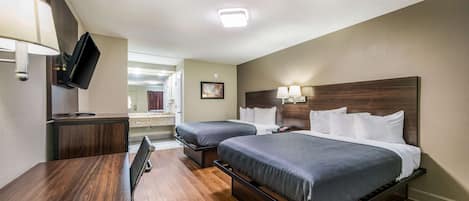 Desk, blackout drapes, iron/ironing board, free WiFi