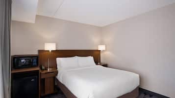 In-room safe, desk, laptop workspace, blackout curtains