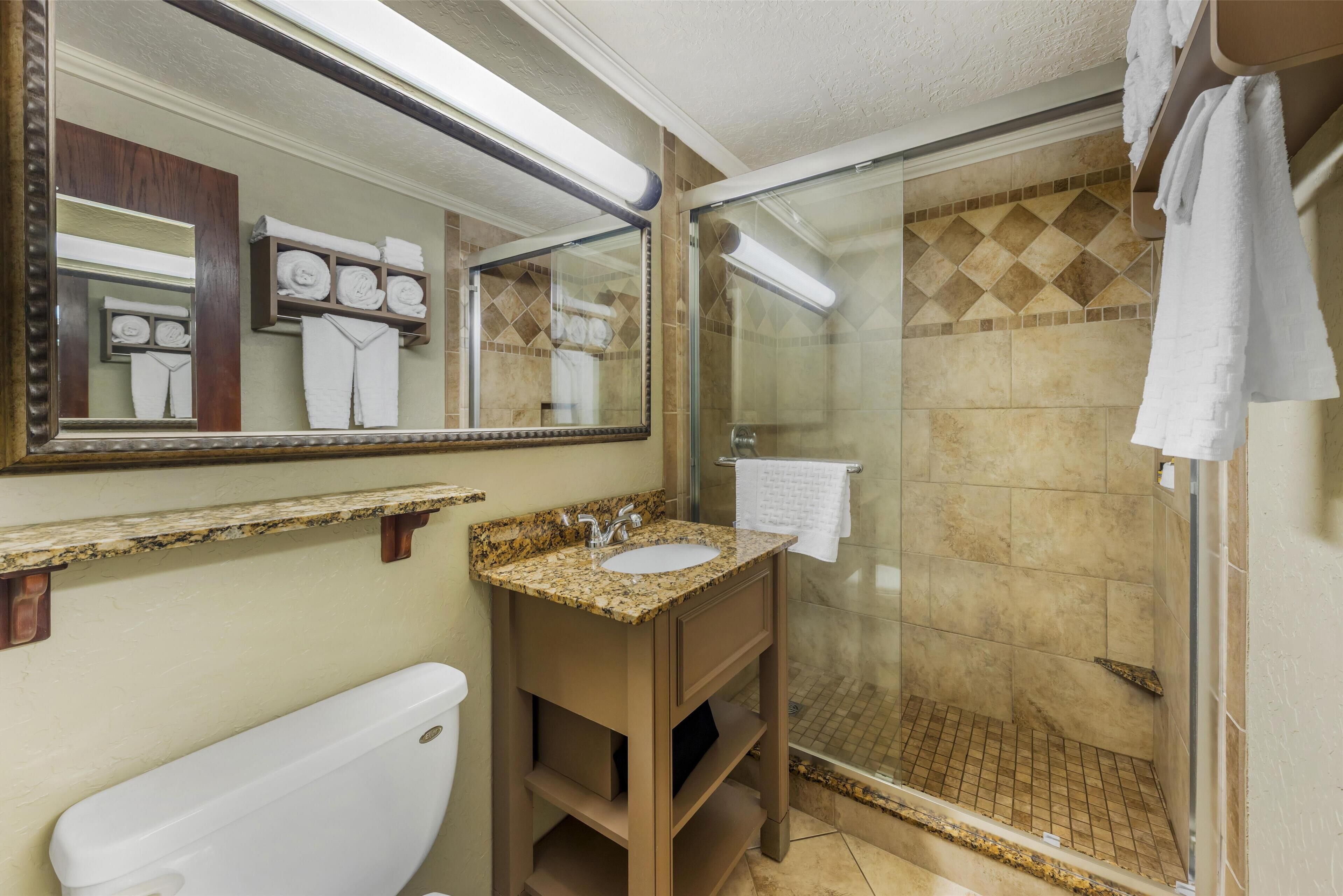 standard room, 2 double beds, non smoking, refrigerator & microwave | bathroom | free toiletries, hair dryer, towels