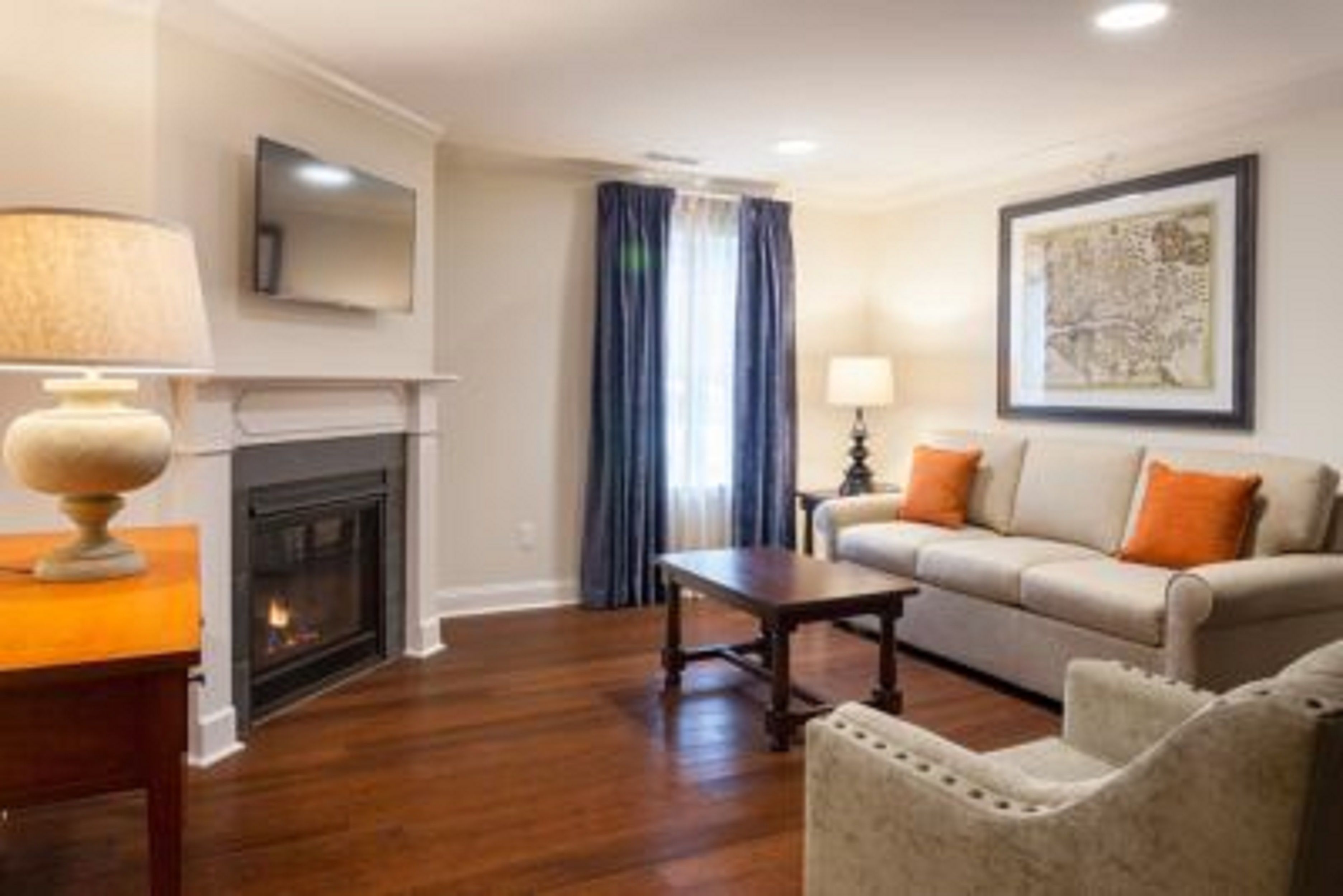 32-inch flat-screen TV with satellite channels, TV