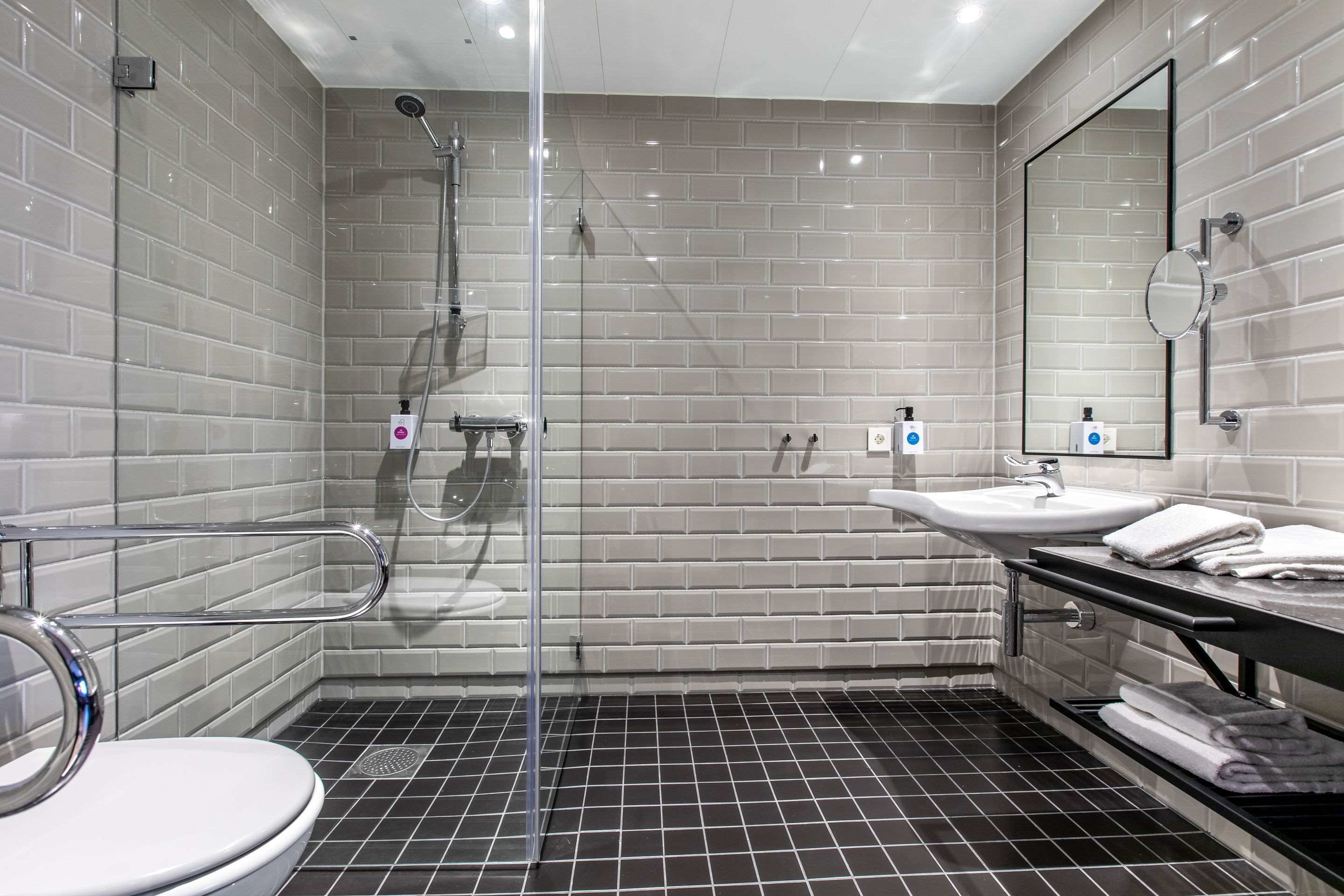 free toiletries, hair dryer, towels