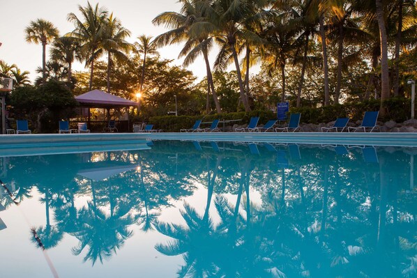 Outdoor pool, pool loungers