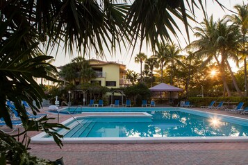 Outdoor pool, pool loungers