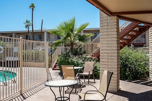 Outdoor pool, pool loungers