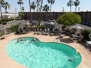 Outdoor pool, pool loungers