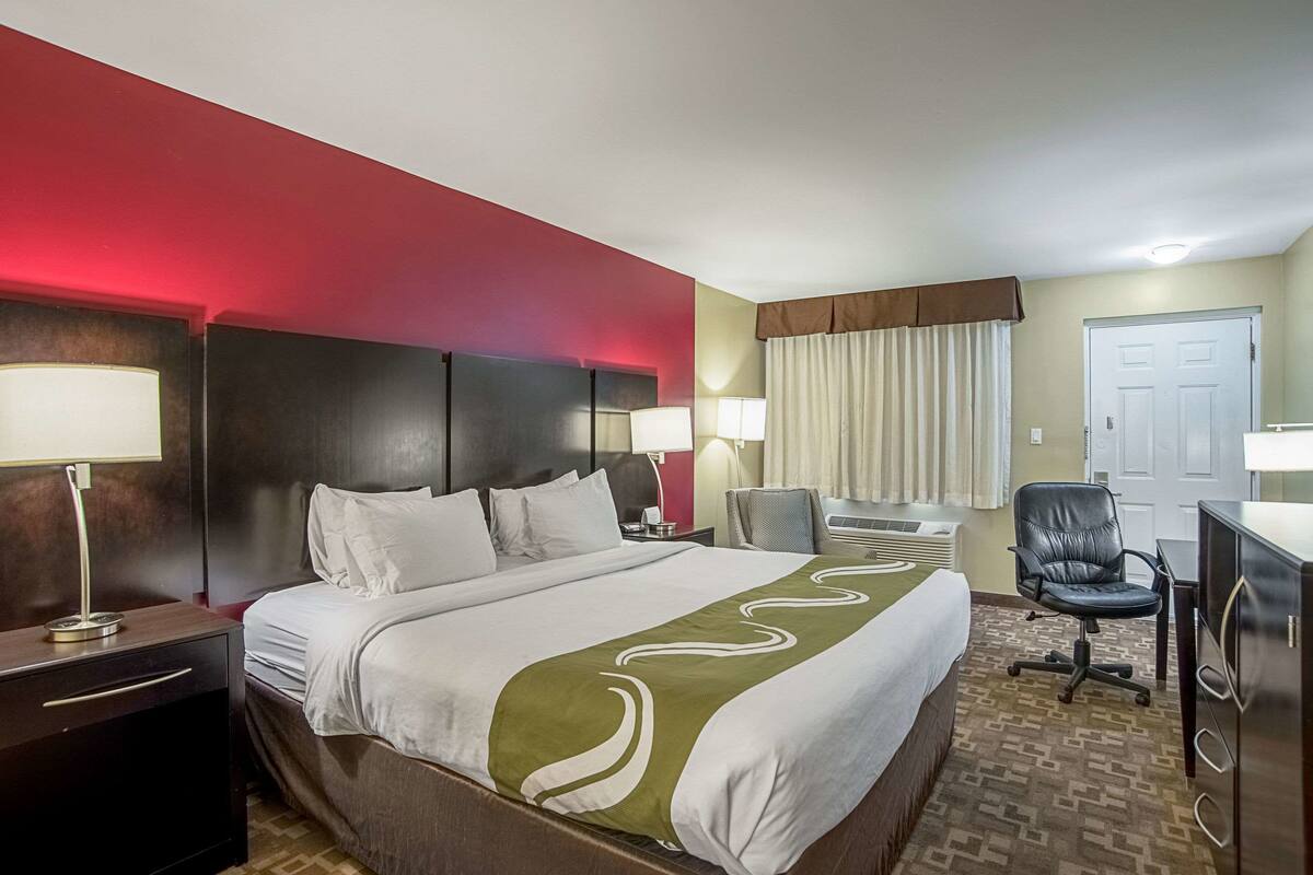 Premium bedding, pillow-top beds, desk, blackout curtains