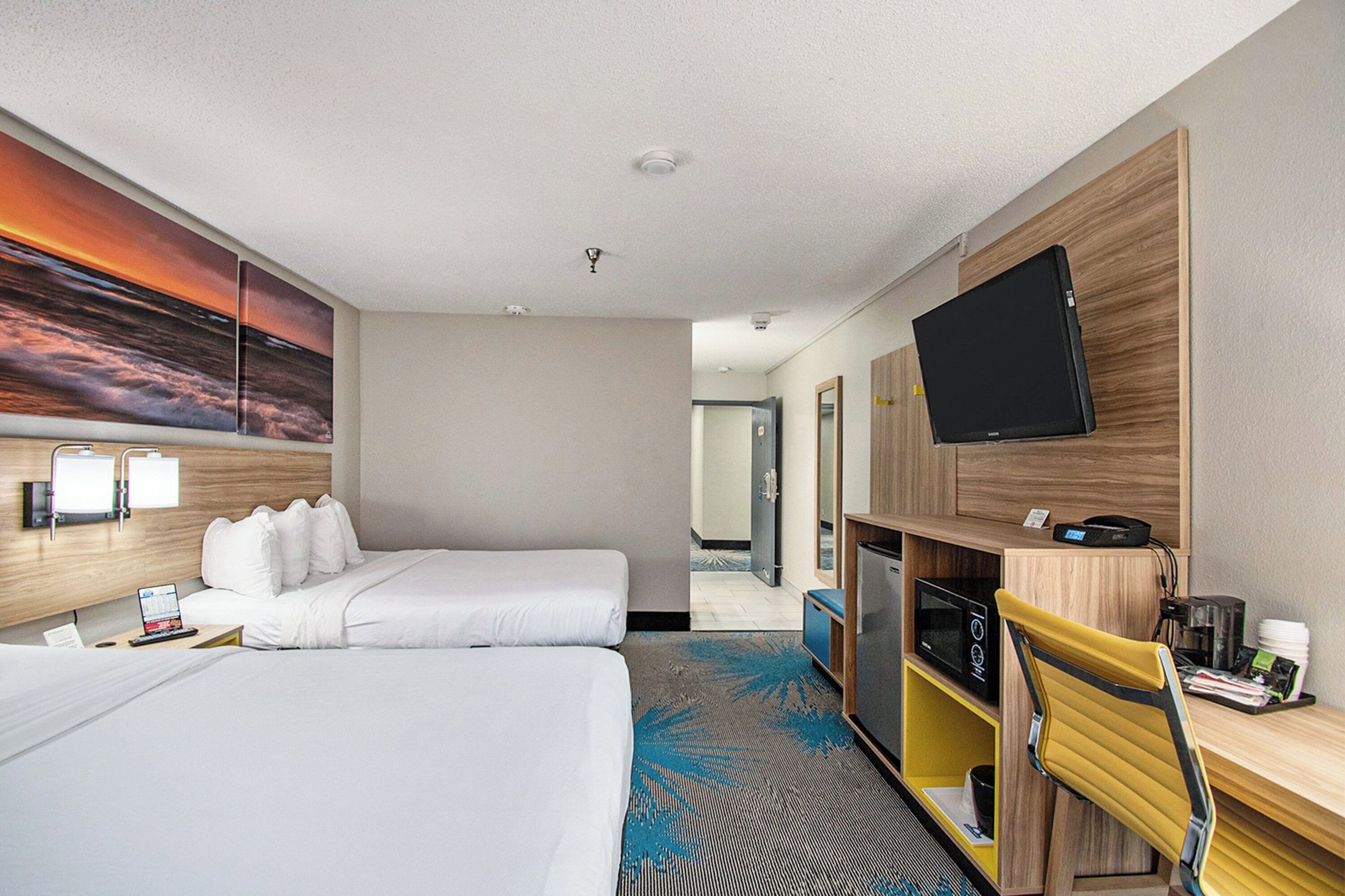 Room, 2 Queen Beds, Accessible, Non Smoking (Mobility, Roll-In Shower) | Desk, blackout drapes, iron/ironing board, free cribs/infant beds