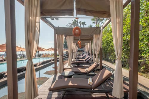 Outdoor pool, sun loungers