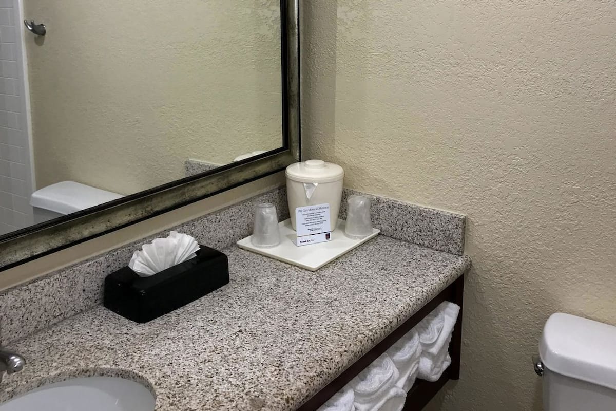 Bathroom | Combined shower/tub, free toiletries, hair dryer, towels