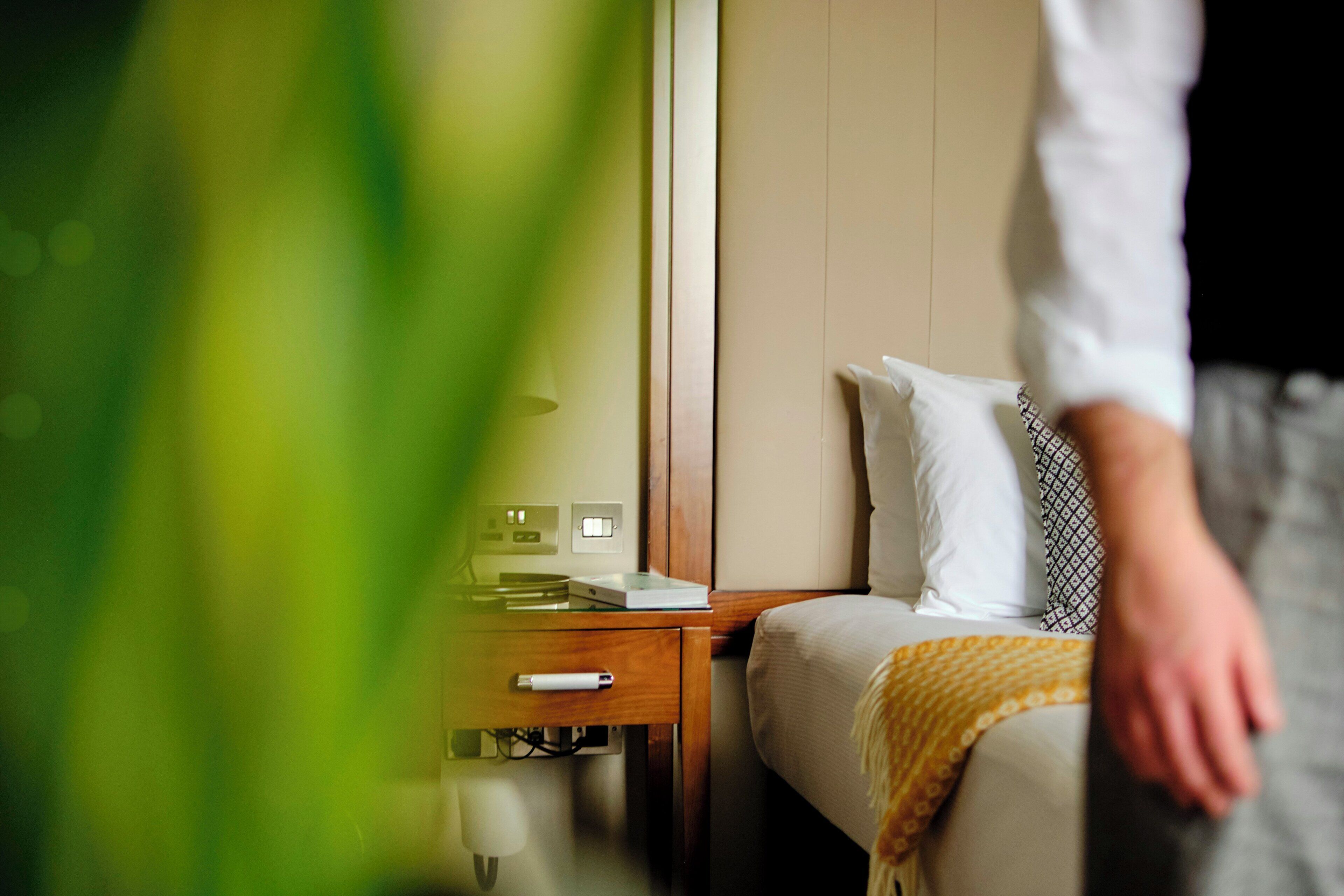 Down comforters, memory foam beds, in-room safe, desk