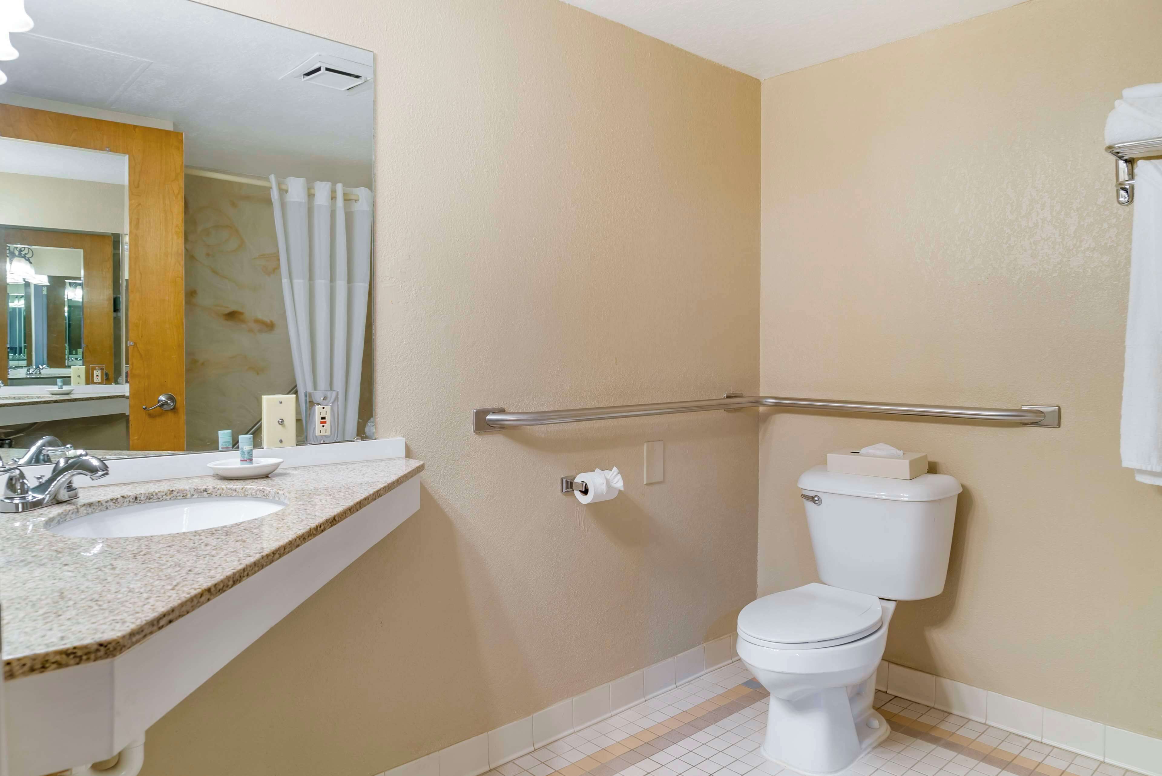 standard room, 2 queen beds, accessible, refrigerator & microwave | bathroom | combined shower/bathtub, free toiletries, hair dryer, towels