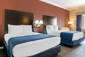 Standard Room, 2 Queen Beds, Non Smoking, Refrigerator & Microwave (Larger Room;with Sofabed) | In-room safe, desk, laptop workspace, blackout drapes