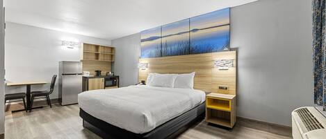 Premium bedding, down comforters, pillowtop beds, desk