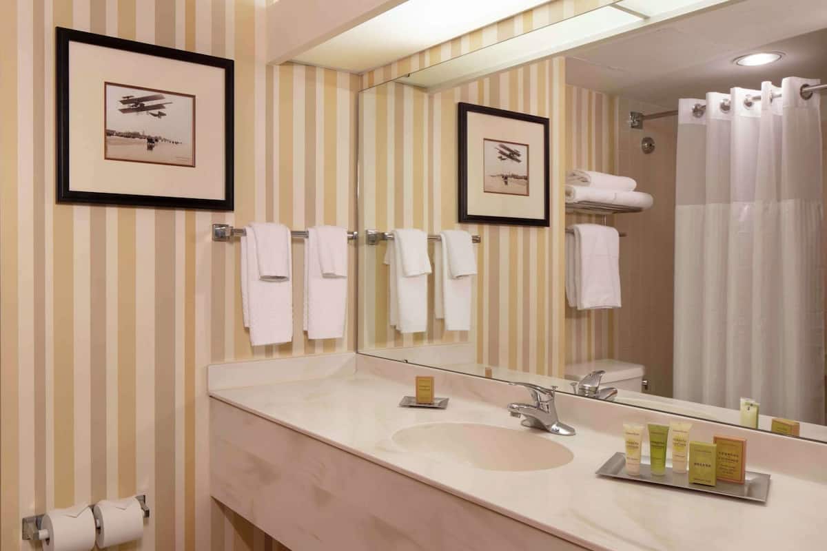 Bathroom | Combined shower/tub, eco-friendly toiletries, hair dryer, bathrobes