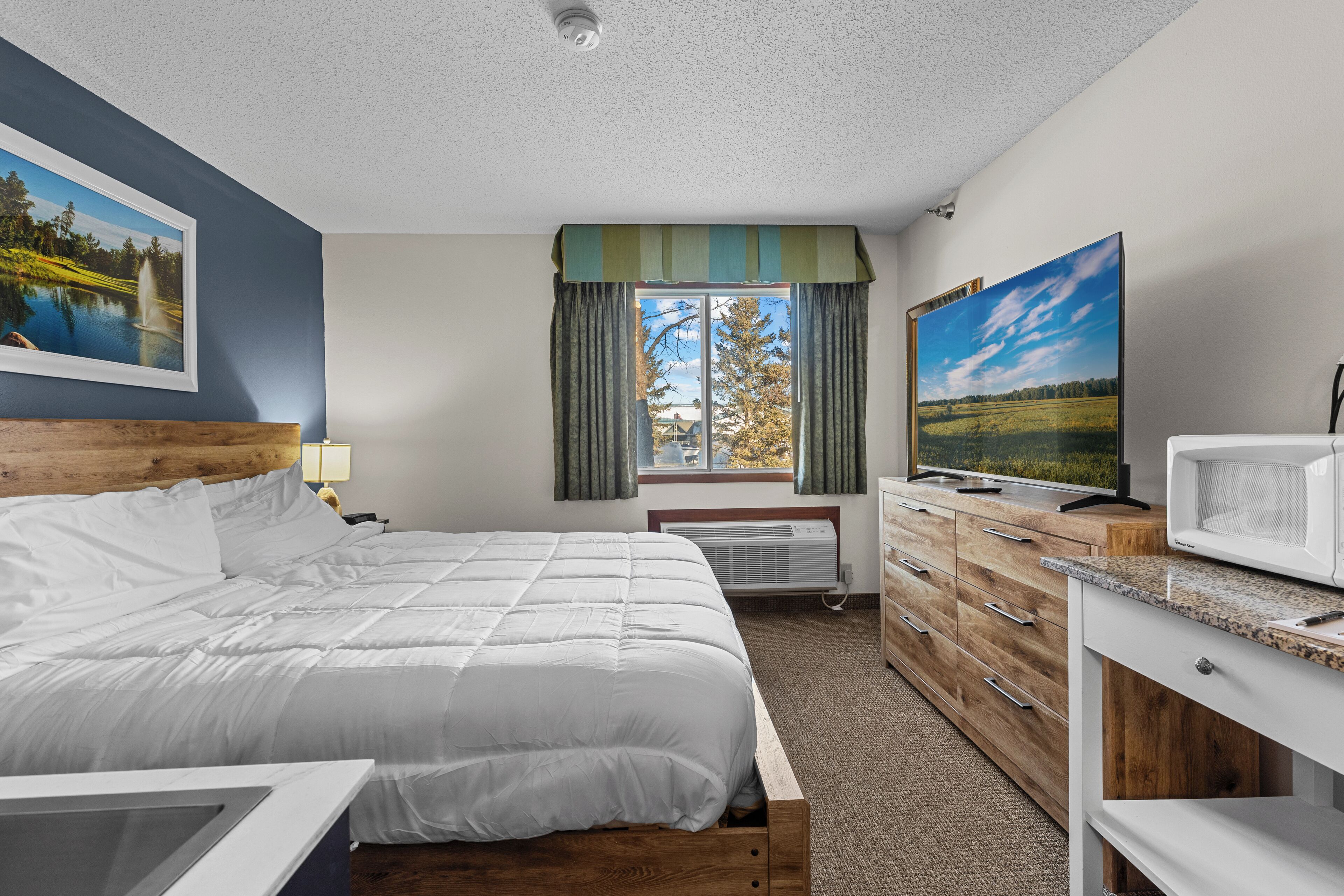 Gull Lake King with Kitchenette | Down comforters, desk, blackout drapes, iron/ironing board