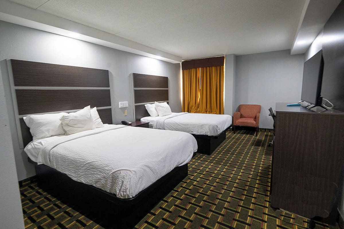 Double Room, 2 Double Beds | Premium bedding, desk, iron/ironing board, free WiFi