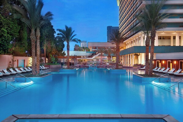 Outdoor pool, open 9:00 AM to 5:00 PM, pool loungers