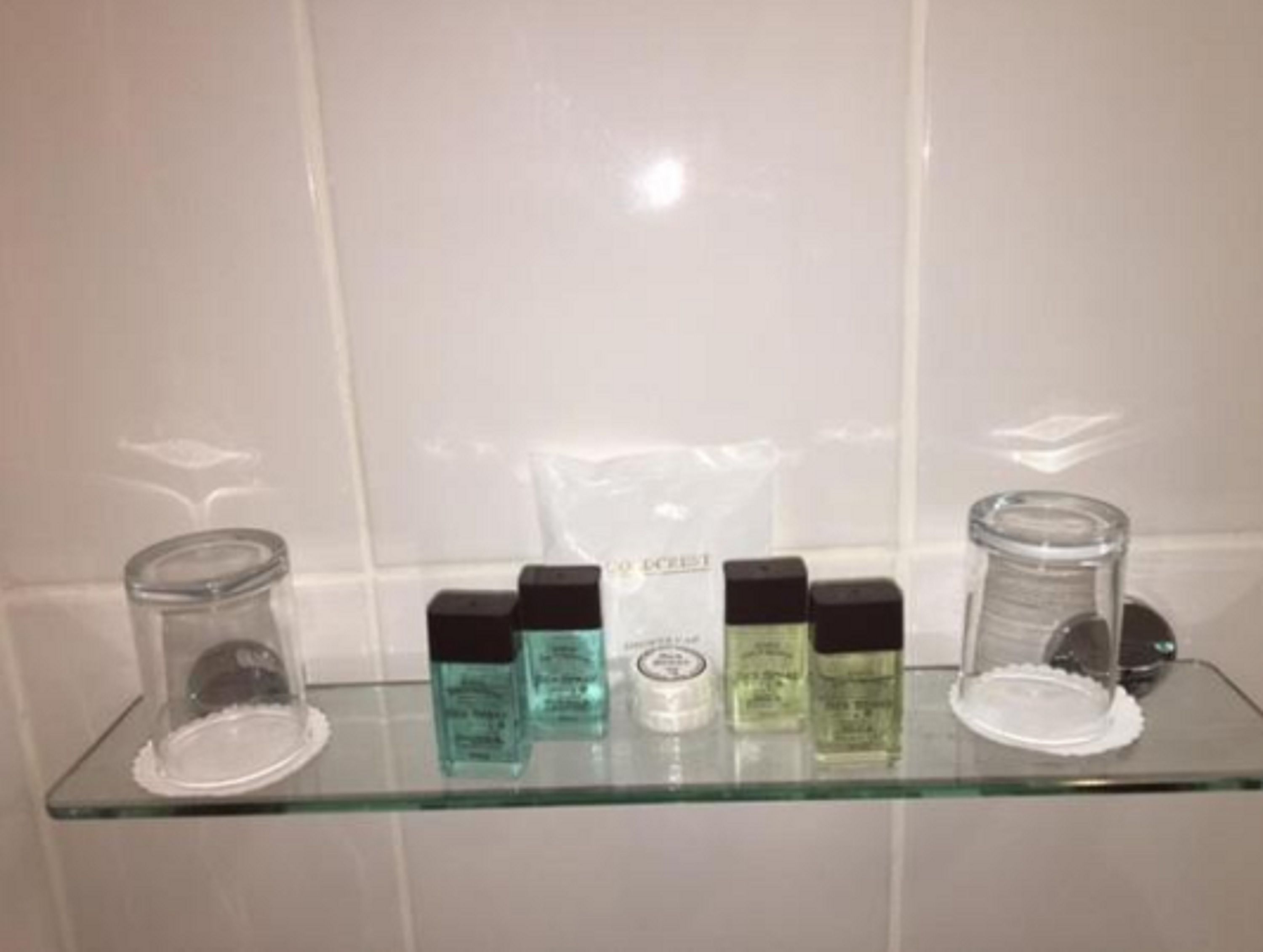 free toiletries, hair dryer, towels