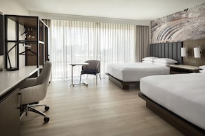 Premium bedding, pillow-top beds, desk, blackout curtains