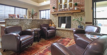 Hotel entrance and lobby at GreenTree Inn Flagstaff
