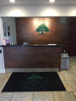 Hotel entrance and lobby at GreenTree Inn Flagstaff