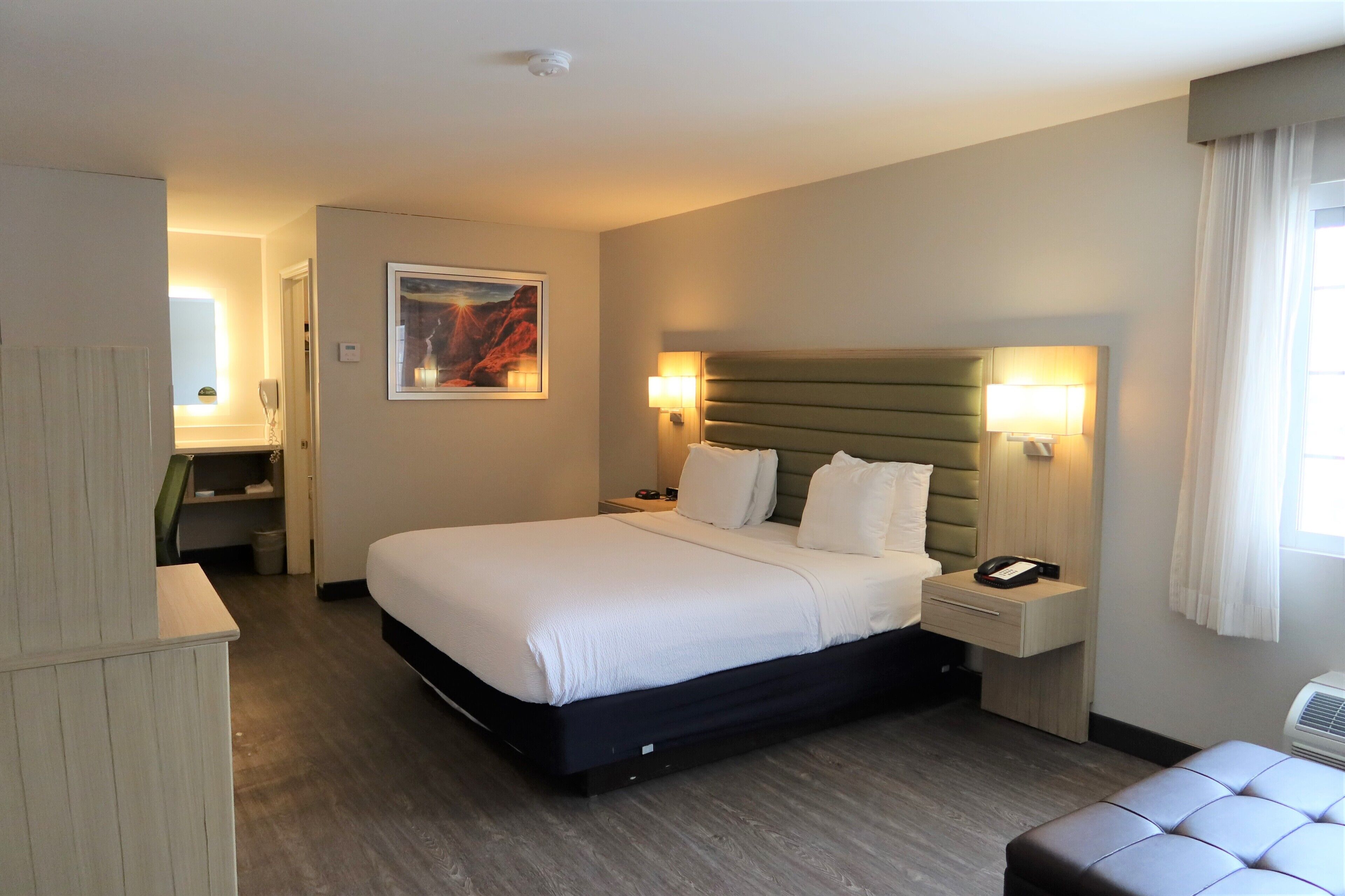 desk, blackout curtains, iron/ironing board, free wifi