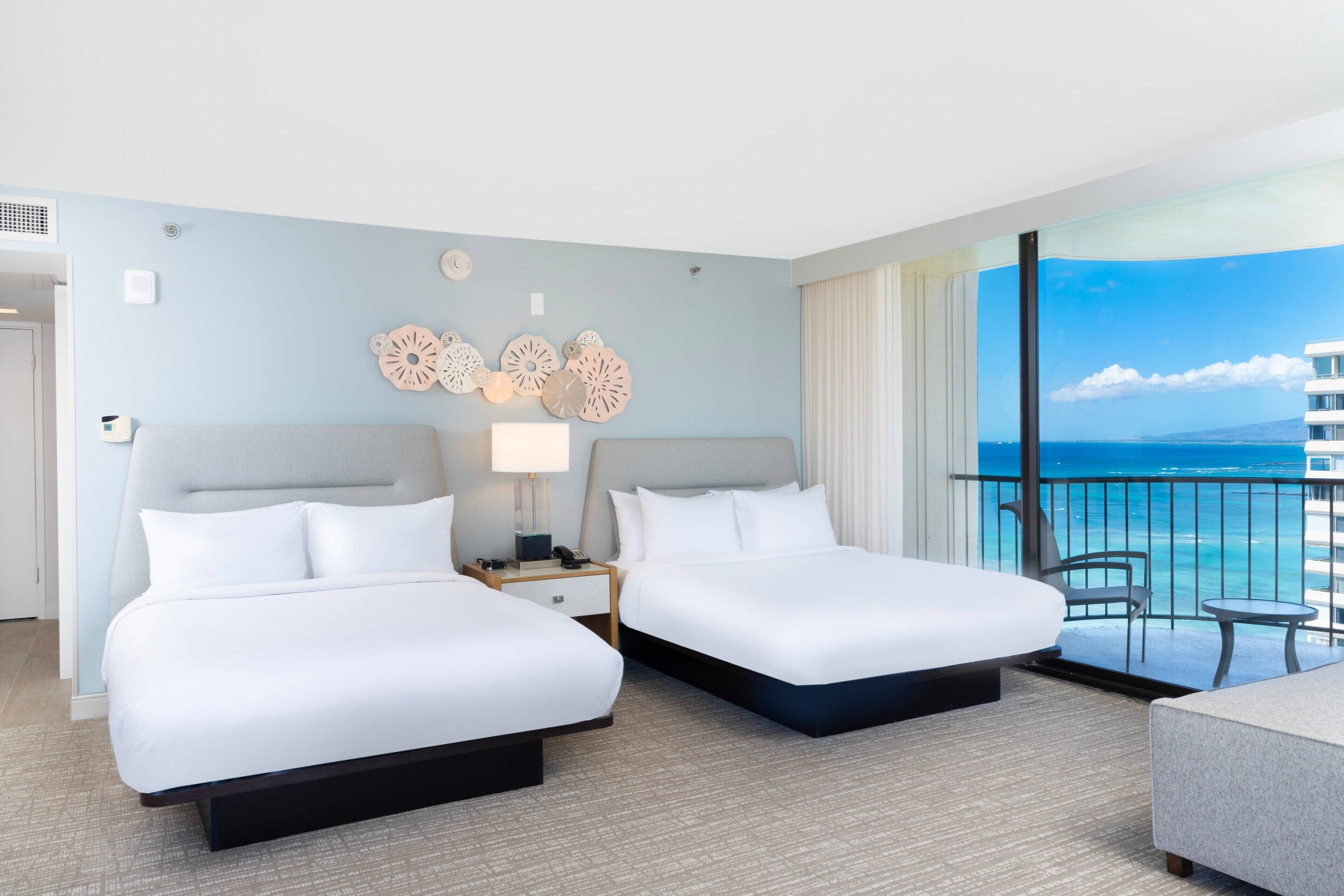 Junior Suite, 2 Double Beds, Ocean View (Corner) | Pillowtop beds, in-room safe, desk, laptop workspace
