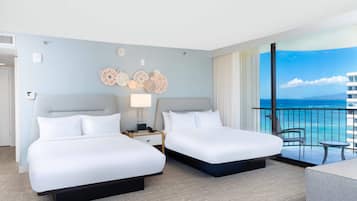 Junior Suite, 2 Double Beds, Ocean View (Corner) | Pillowtop beds, in-room safe, desk, laptop workspace