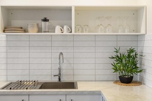 Superior Apartment, 2 Bedrooms | Private kitchen | Fridge, microwave, electric kettle, toaster