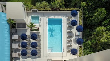 Outdoor pool, open 6:00 AM to 8:00 PM, pool umbrellas, sun loungers