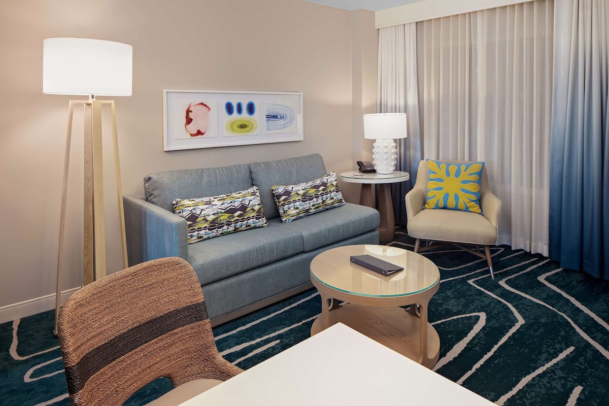 Suite, 1 King Bed, Non Smoking | Living area | 42-inch LCD TV with satellite channels, TV, video-game console