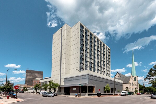Standing tall in a prominent corner location, this building offers a unique blend of commercial and community spaces.