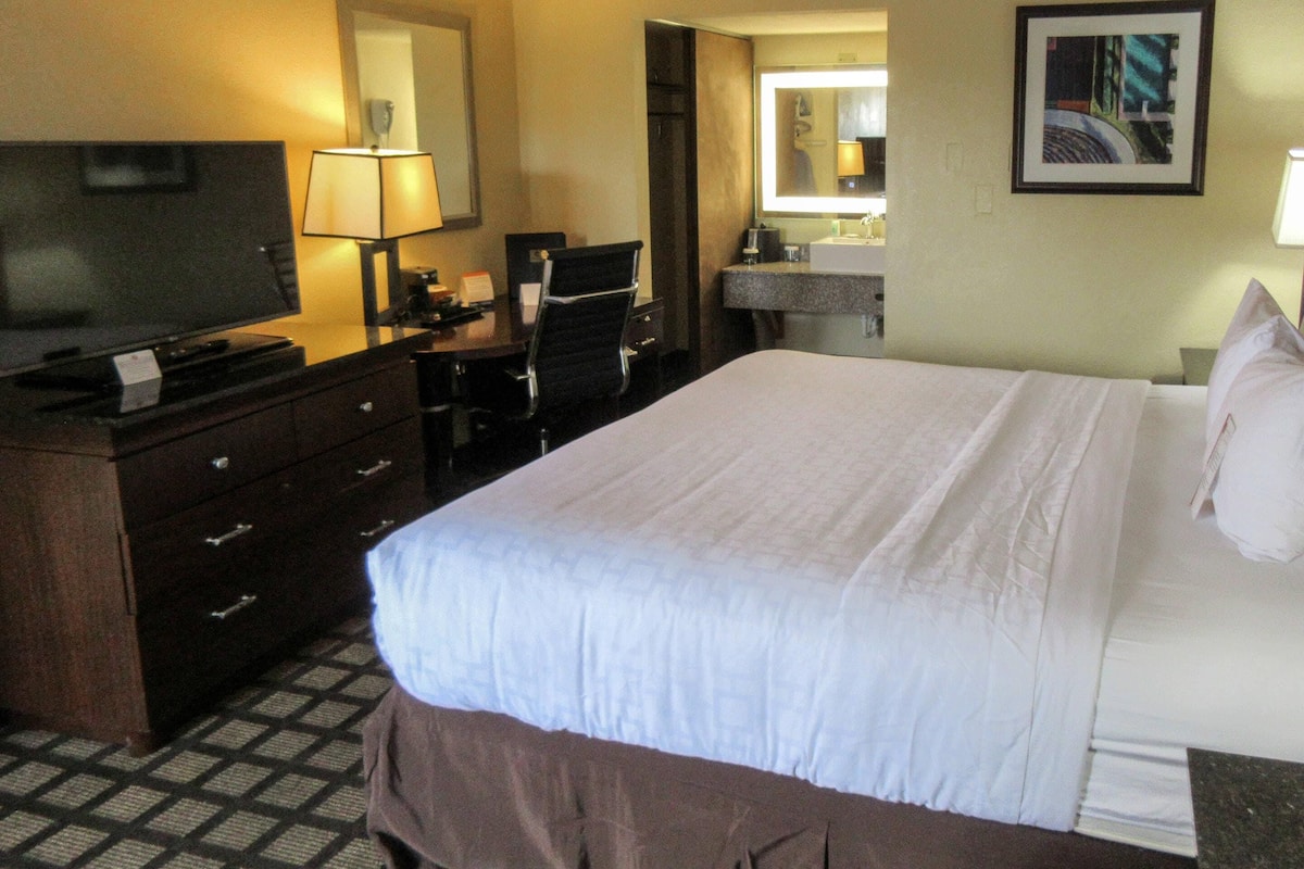 Kamer, 1 kingsize bed, niet-roken (Efficiency) | Een bureau, een laptopwerkplek, verduisterende gordijnen