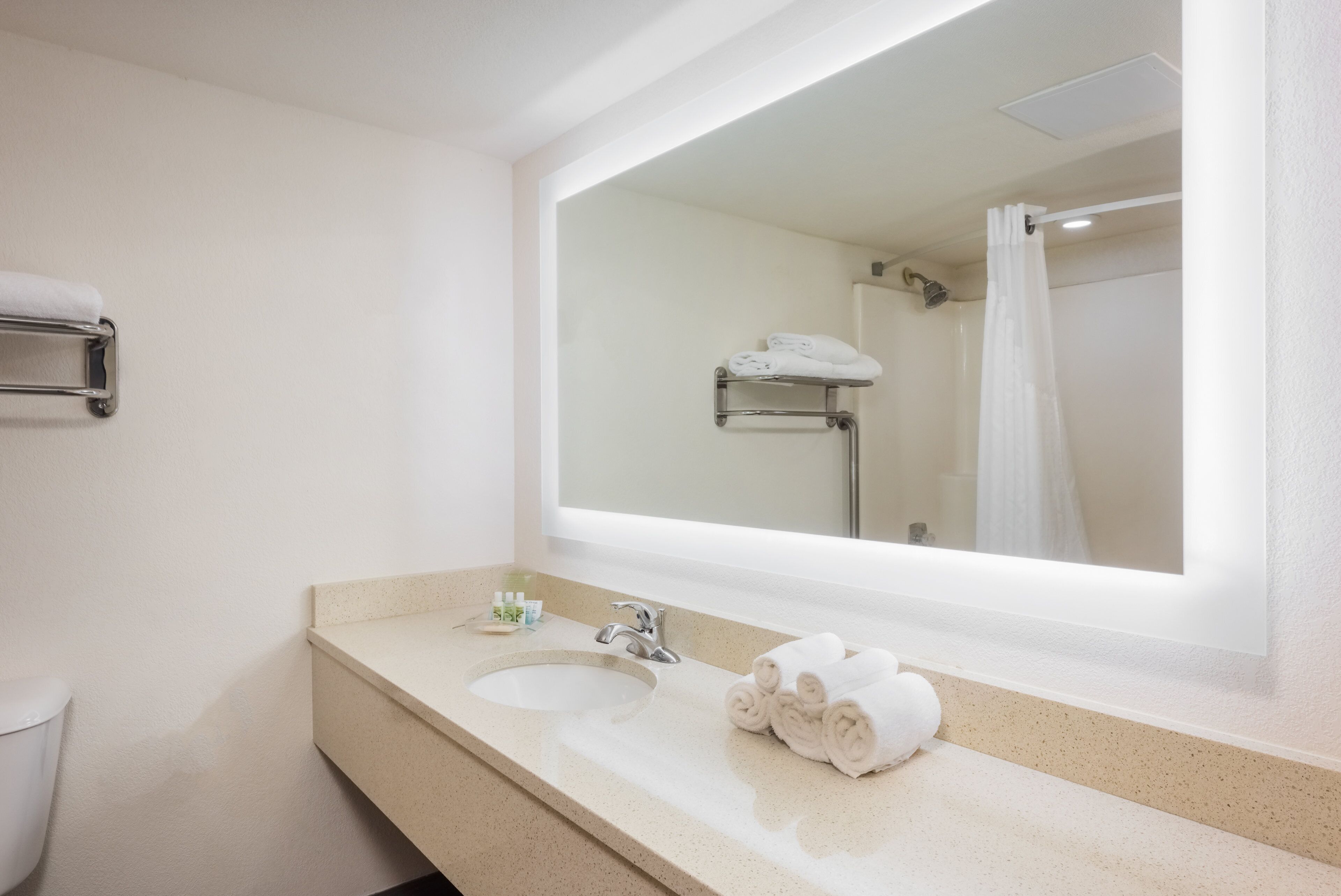 free toiletries, hair dryer, towels, soap