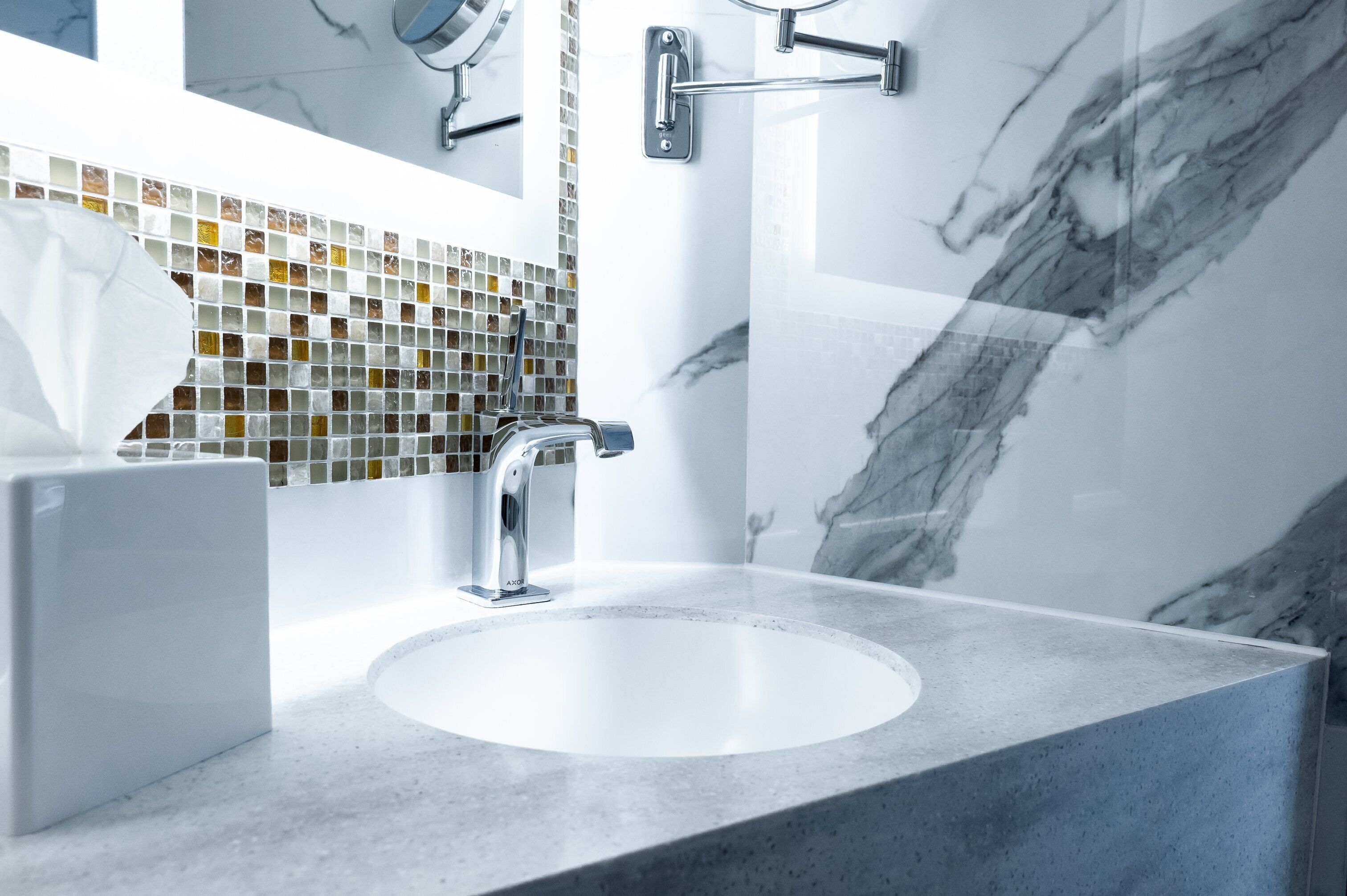 junior suite | bathroom | rainfall showerhead, eco-friendly toiletries, hair dryer, towels