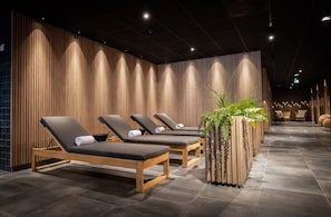 Sauna, hot tub, steam room, body treatments, facials, 3 treatment rooms