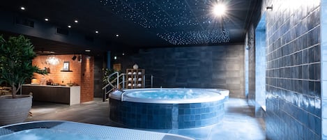 Sauna, hot tub, steam room, body treatments, facials