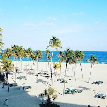 Hotel room view looking out at B Ocean Resort Fort Lauderdale Beach
