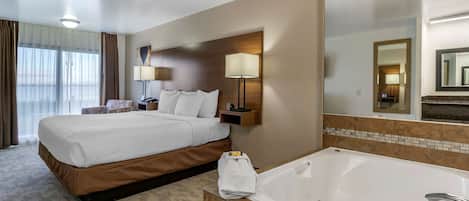 Chambre Standard, 1 très grand lit, bain à remous, vue lac