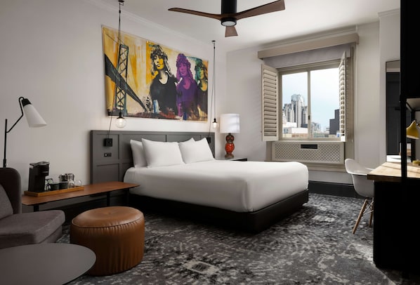 Premium bedding, down comforters, pillowtop beds, in-room safe