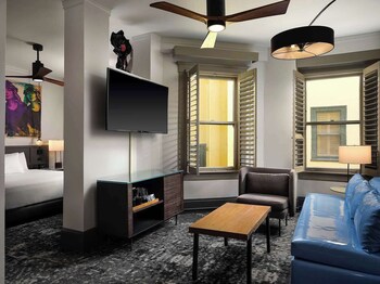 55-inch LED TV with cable channels, TV, iPod dock at The Barnes San Francisco, Tapestry Collection by Hilton