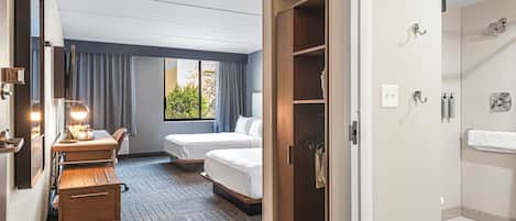 Room, 2 Queen Beds (Mobility/Hearing Access, Roll-In Shwr) | In-room safe, blackout drapes, iron/ironing board