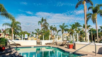 Outdoor pool, sun loungers